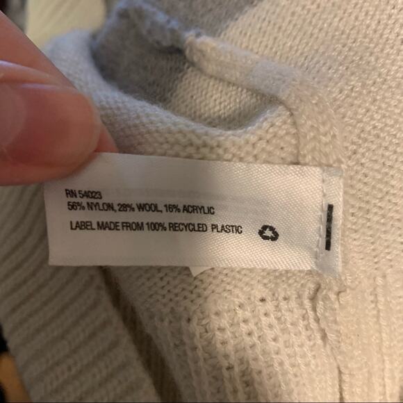 GAP Women's Color Block Crewneck Wool Blend Sweater Pullover Grey/White Size S - Picture 5 of 8